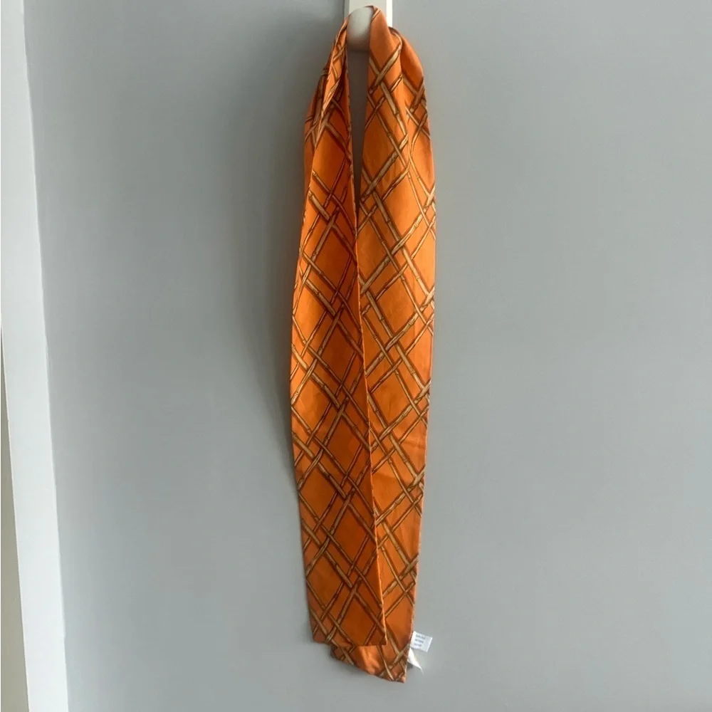 Talbots 100% Silk Orange Bamboo Lattice Scarf